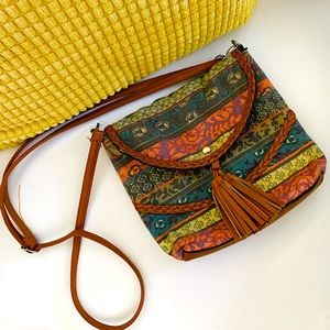 ☘️5 for $25☘️ Boho Brown Faux Leather with Tassels Crossbody Bag